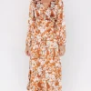 Clarissa Faux Wrap Midi Dress | Copper + Ivory