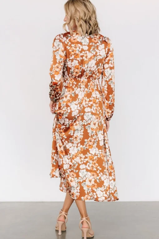 Clarissa Faux Wrap Midi Dress | Copper + Ivory