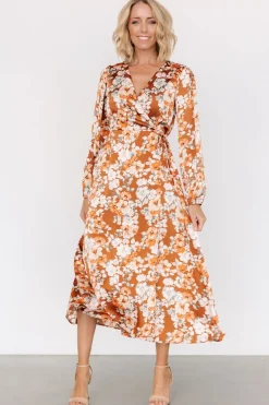 Clarissa Faux Wrap Midi Dress | Copper + Ivory