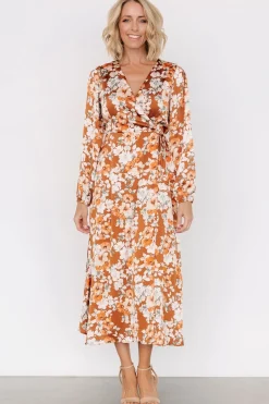 Clarissa Faux Wrap Midi Dress | Copper + Ivory