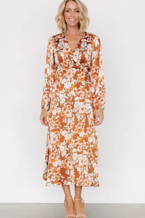 Clarissa Faux Wrap Midi Dress | Copper + Ivory