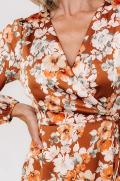 Clarissa Faux Wrap Midi Dress | Copper + Ivory