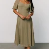 Colette Sweetheart Midi Dress | Dusty Olive