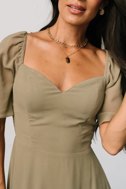 Colette Sweetheart Midi Dress | Dusty Olive