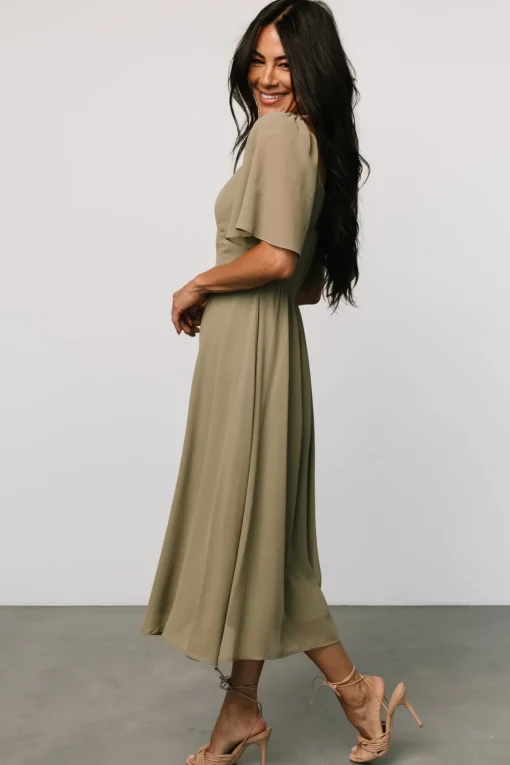 Colette Sweetheart Midi Dress | Dusty Olive