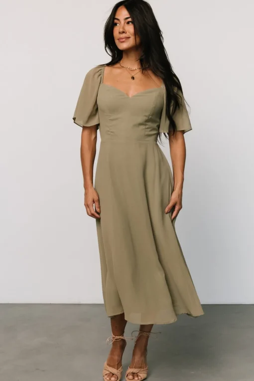 Colette Sweetheart Midi Dress | Dusty Olive