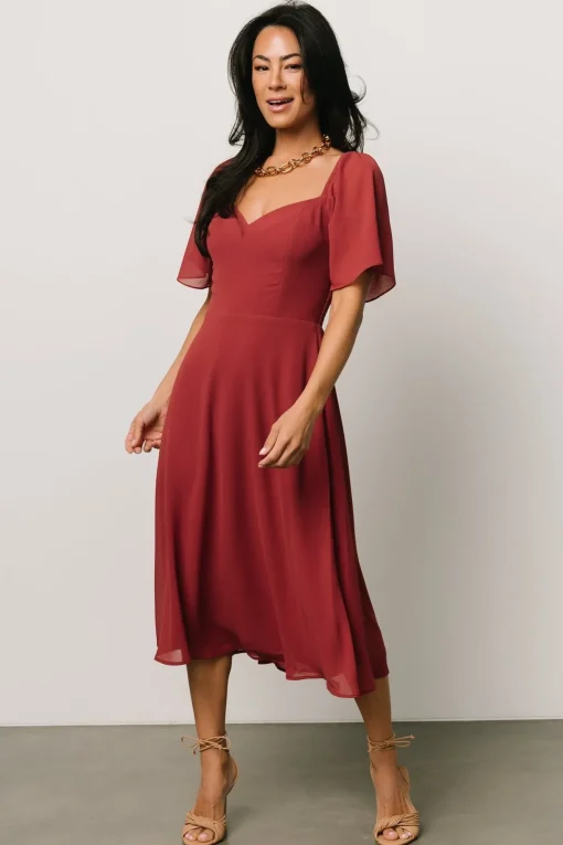 Colette Sweetheart Midi Dress | Terracotta