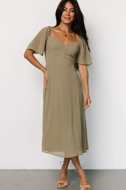 Colette Sweetheart Midi Dress | Dusty Olive