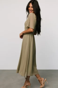 Colette Sweetheart Midi Dress | Dusty Olive