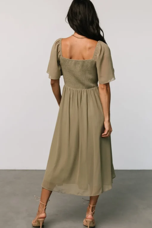 Colette Sweetheart Midi Dress | Dusty Olive