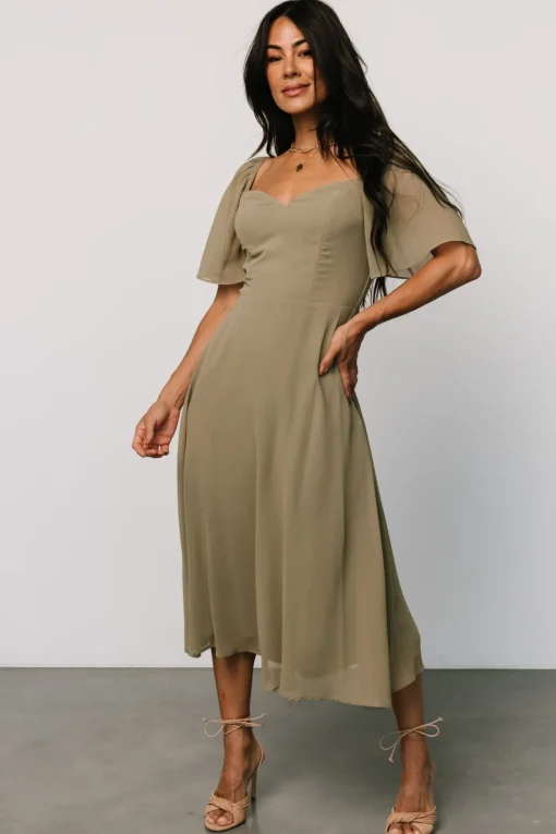 Colette Sweetheart Midi Dress | Dusty Olive