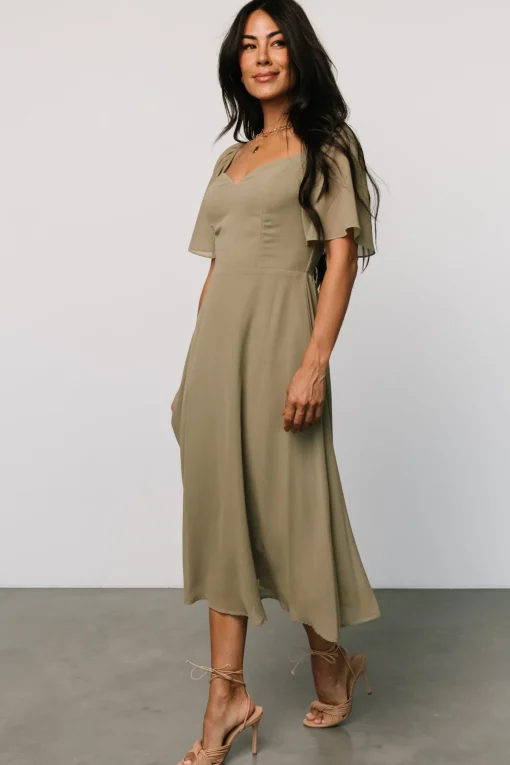 Colette Sweetheart Midi Dress | Dusty Olive