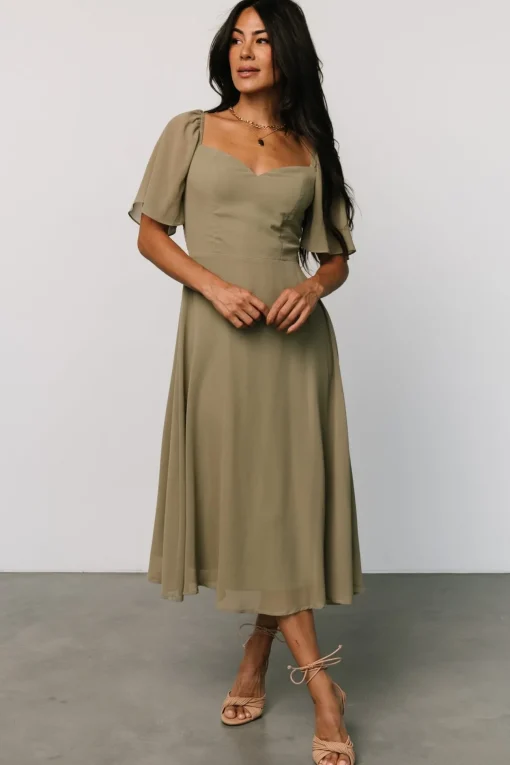 Colette Sweetheart Midi Dress | Dusty Olive