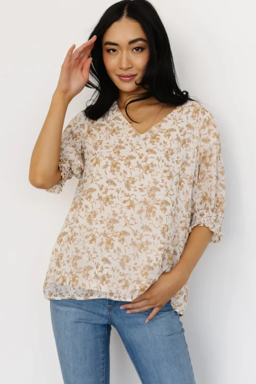 Cordova Top | Cream Multi Floral