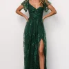 Corinne Shimmer Maxi Gown | Emerald