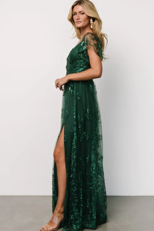 Corinne Shimmer Maxi Gown | Emerald