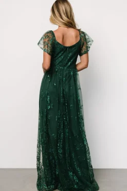 Corinne Shimmer Maxi Gown | Emerald