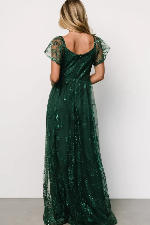 Corinne Shimmer Maxi Gown | Emerald