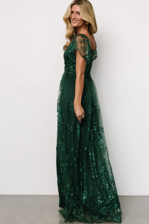 Corinne Shimmer Maxi Gown | Emerald