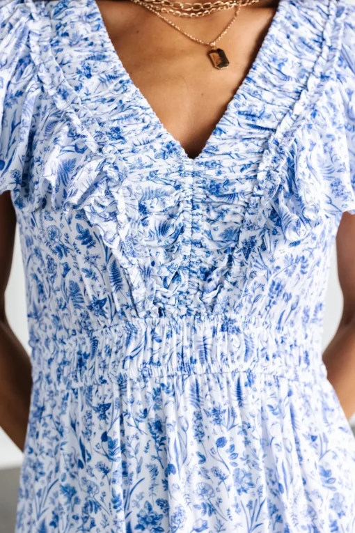 Crete Midi Dress | Blue + White
