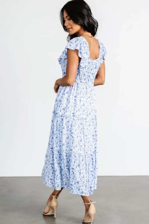 Crete Midi Dress | Blue + White