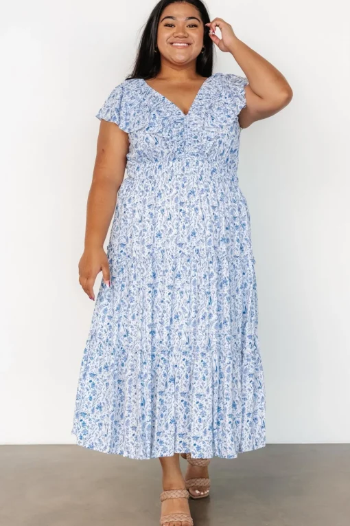 Crete Midi Dress | Blue + White