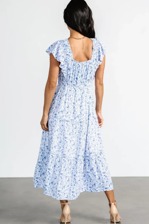Crete Midi Dress | Blue + White