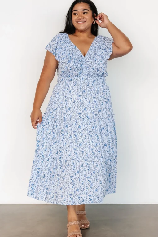 Crete Midi Dress | Blue + White