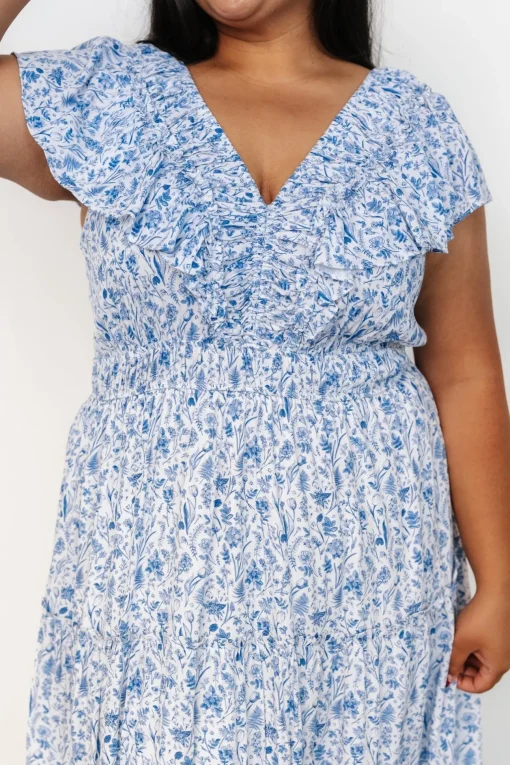 Crete Midi Dress | Blue + White