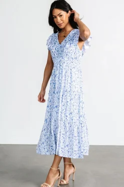 Crete Midi Dress | Blue + White