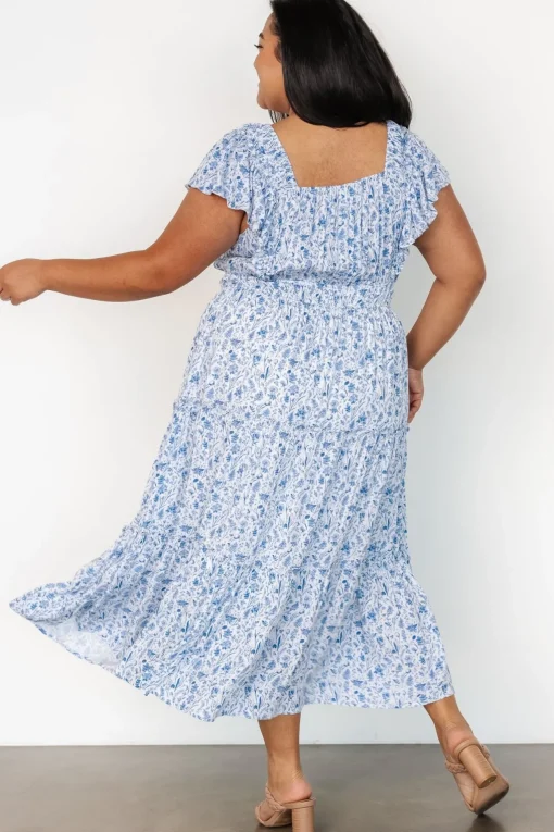 Crete Midi Dress | Blue + White