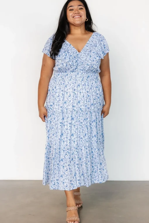 Crete Midi Dress | Blue + White