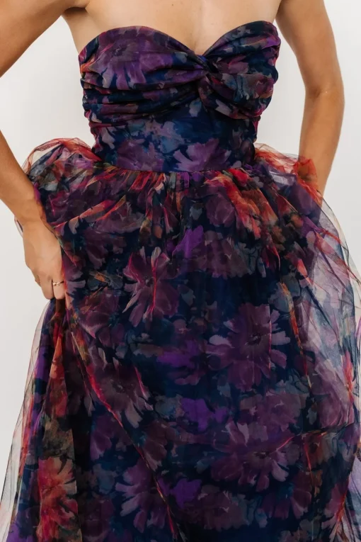 Cristelle Strapless Dress | Navy Multi Floral