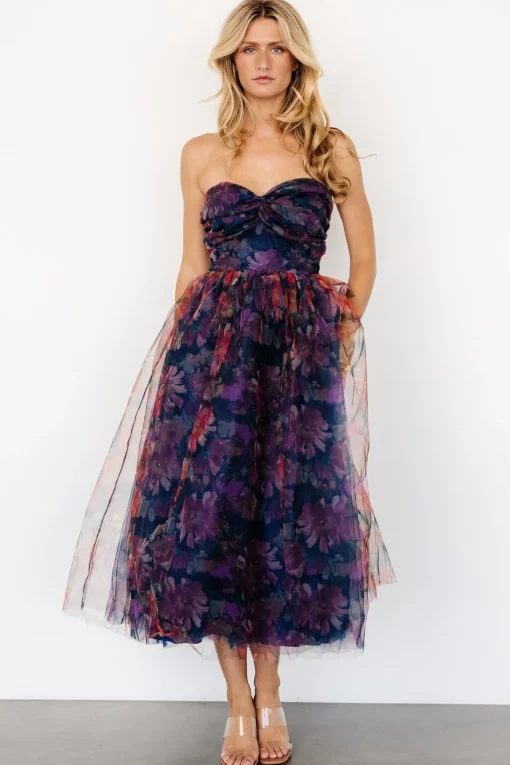 Cristelle Strapless Dress | Navy Multi Floral