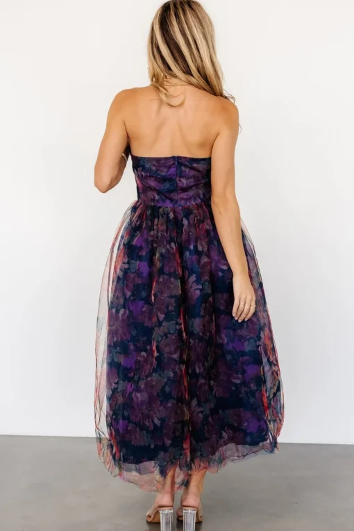 Cristelle Strapless Dress | Navy Multi Floral