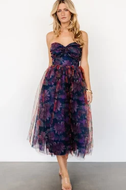 Cristelle Strapless Dress | Navy Multi Floral