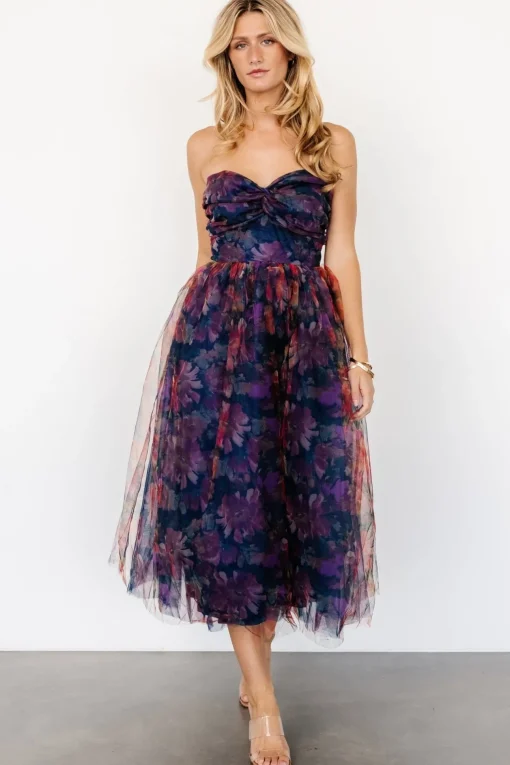 Cristelle Strapless Dress | Navy Multi Floral