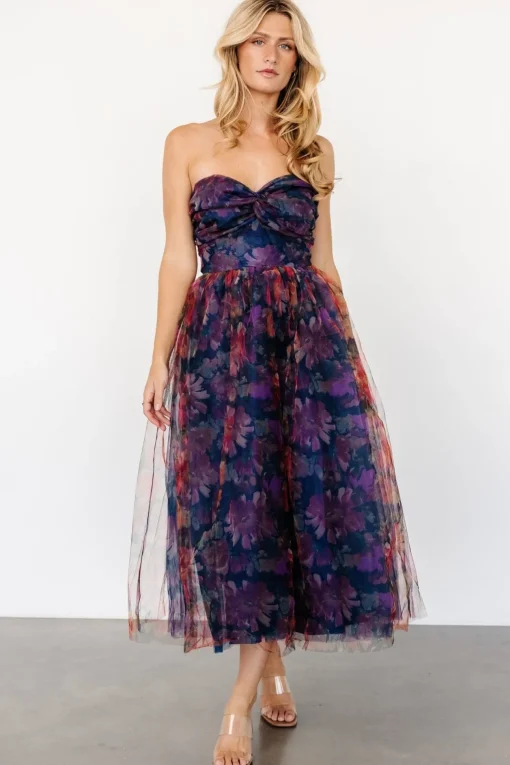 Cristelle Strapless Dress | Navy Multi Floral