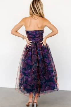 Cristelle Strapless Dress | Navy Multi Floral