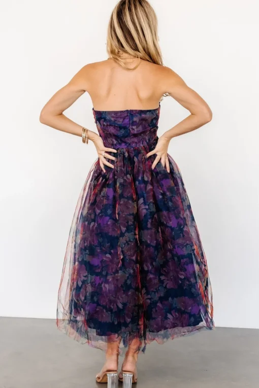 Cristelle Strapless Dress | Navy Multi Floral