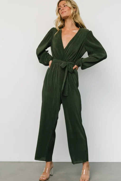 Croft Pleated Jumpsuit | Dark Olive
