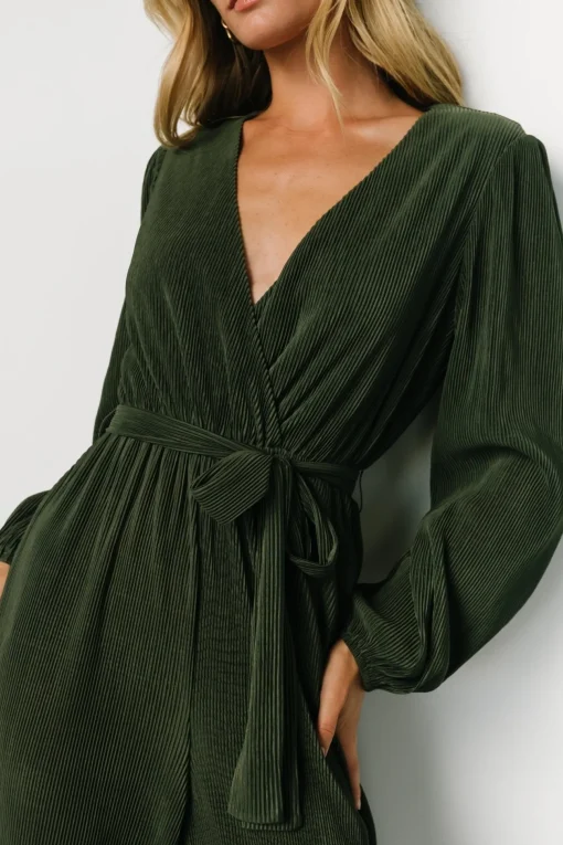 Croft Pleated Jumpsuit | Dark Olive