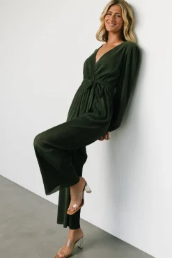 Croft Pleated Jumpsuit | Dark Olive