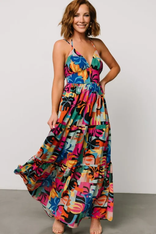 Crystal Maxi Dress | Black Multi Print