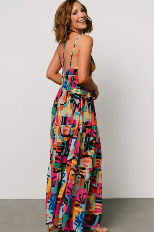 Crystal Maxi Dress | Black Multi Print