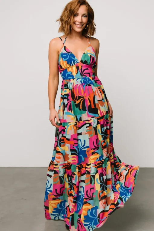 Crystal Maxi Dress | Black Multi Print