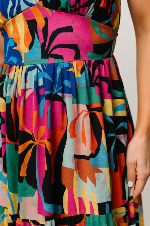 Crystal Maxi Dress | Black Multi Print