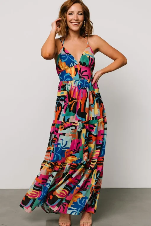 Crystal Maxi Dress | Black Multi Print