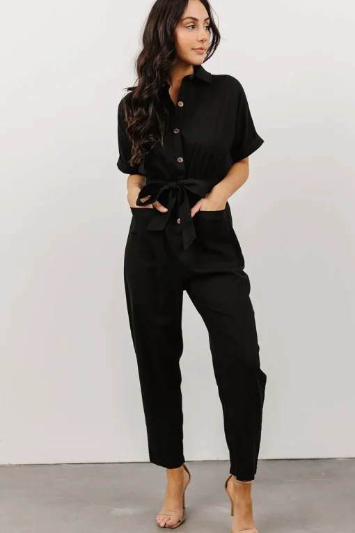 Dallas Button Up Jumpsuit | Black