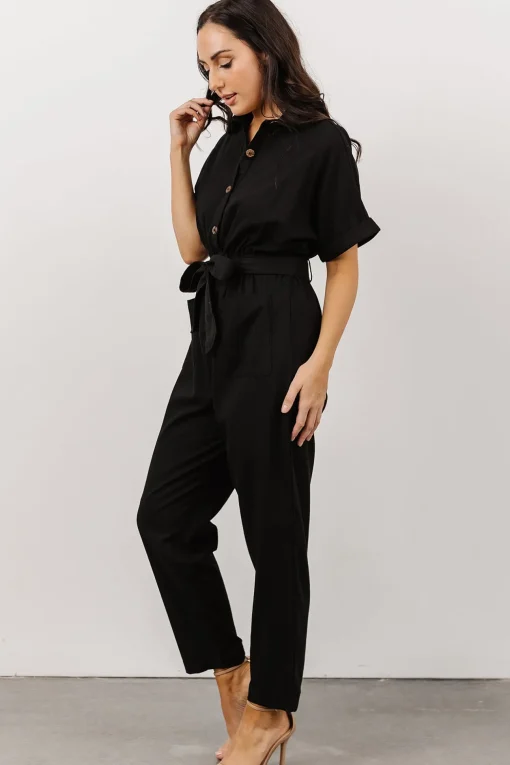 Dallas Button Up Jumpsuit | Black